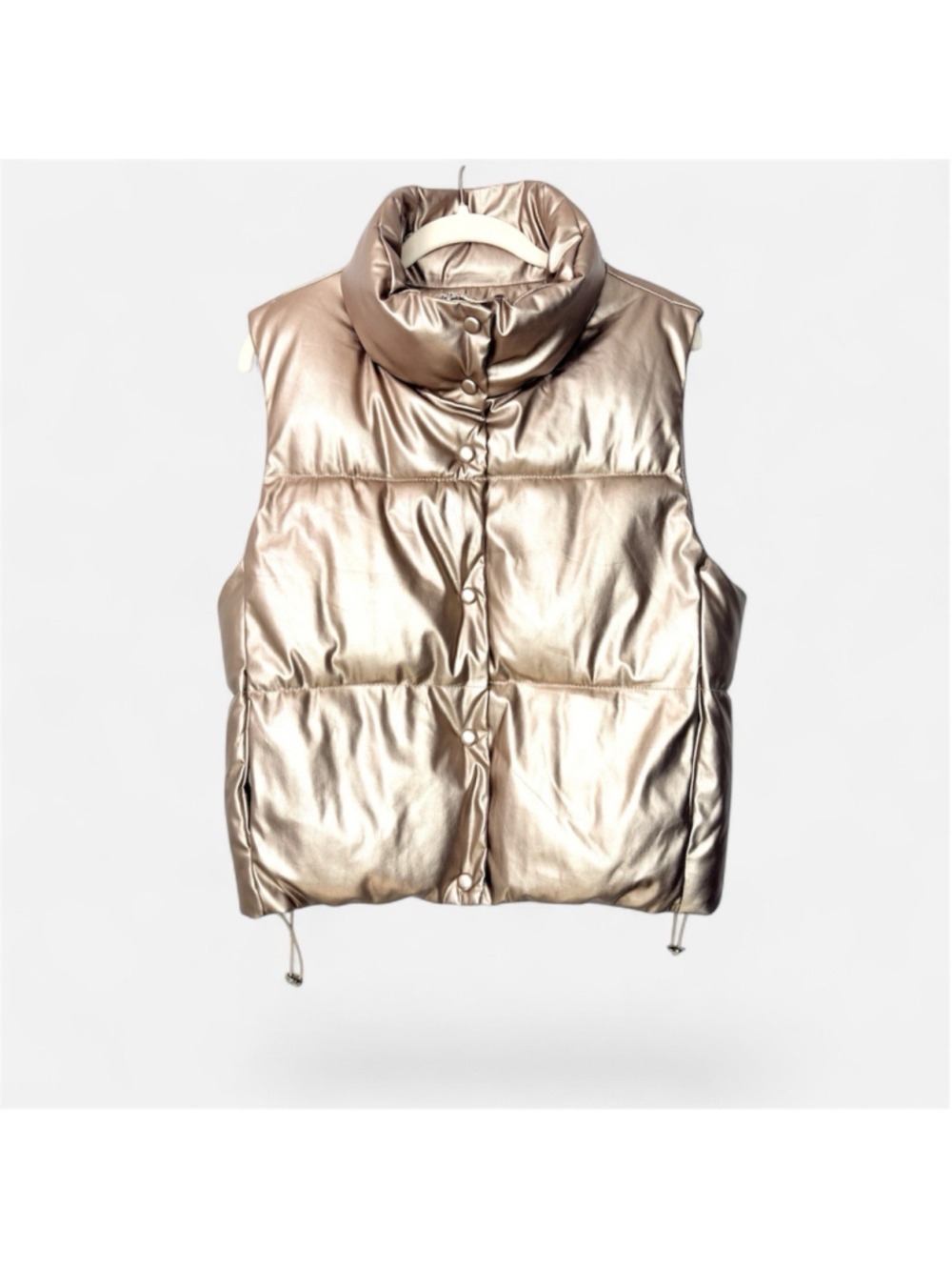 Softy Metallic Champagne Gold Puffer Vest Small Techwear Cyber Y2K Futuristic - Picture 5 of 7